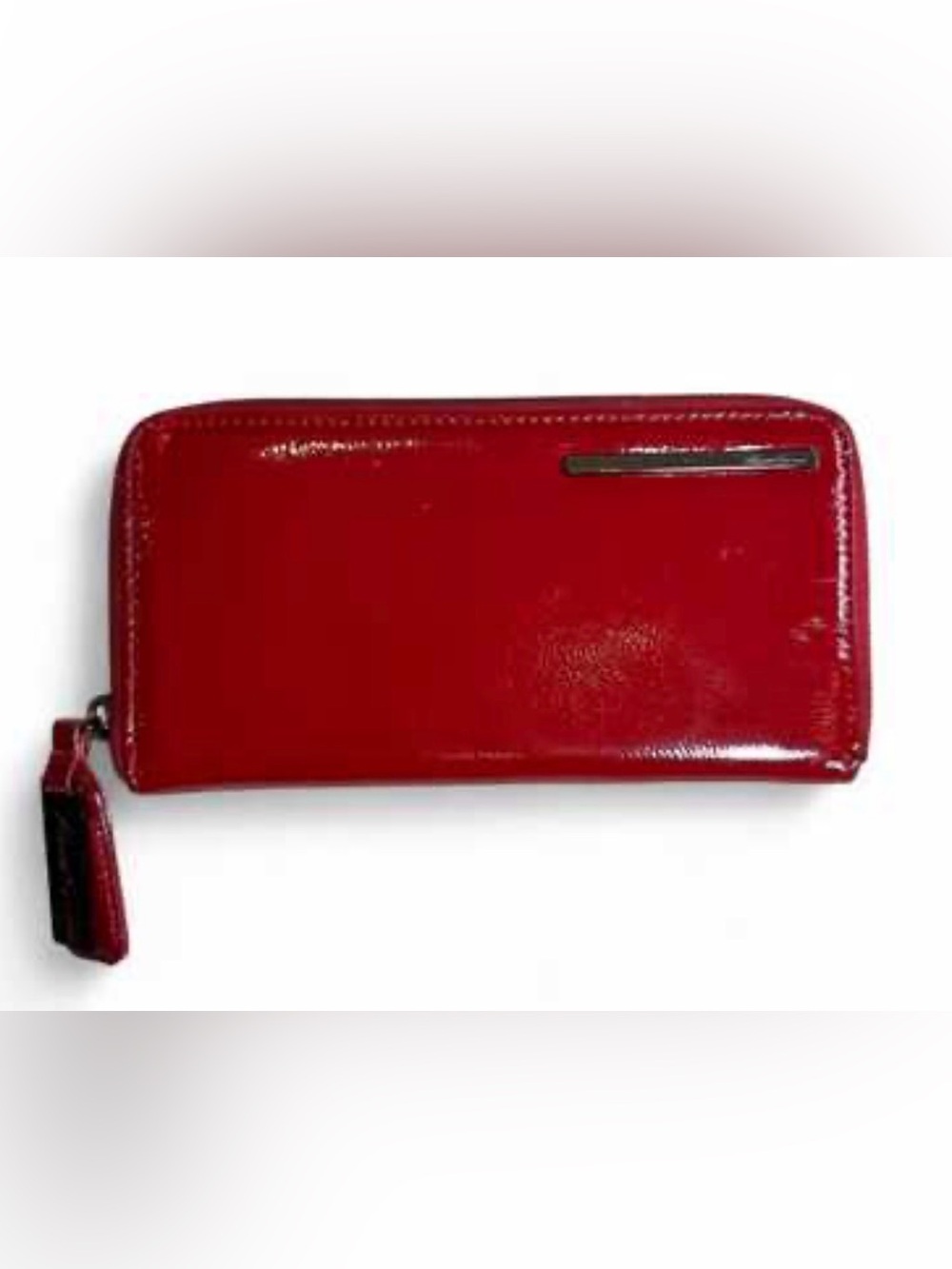 Kenneth Cole Red Patent Leather Zip Around Wallet